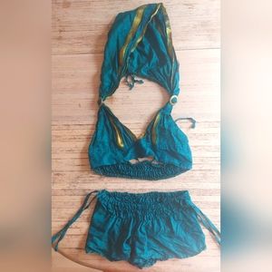 CUTE hooded festival set (Green & Gold)